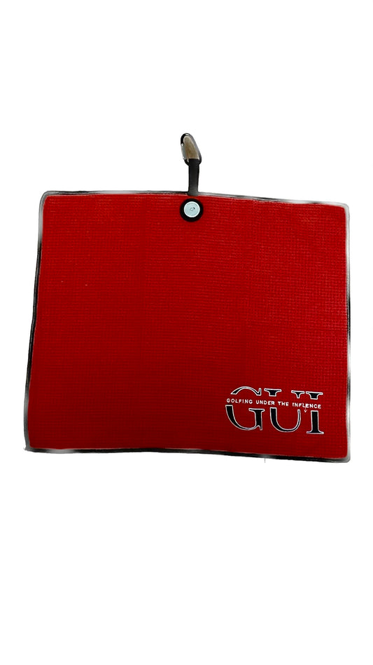 GUI Red and Black Magnetic Microfiber Towel w/ Ball Marker.