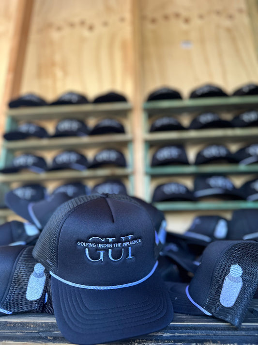 GUI OG Black and White Throw Back Trucker Hats