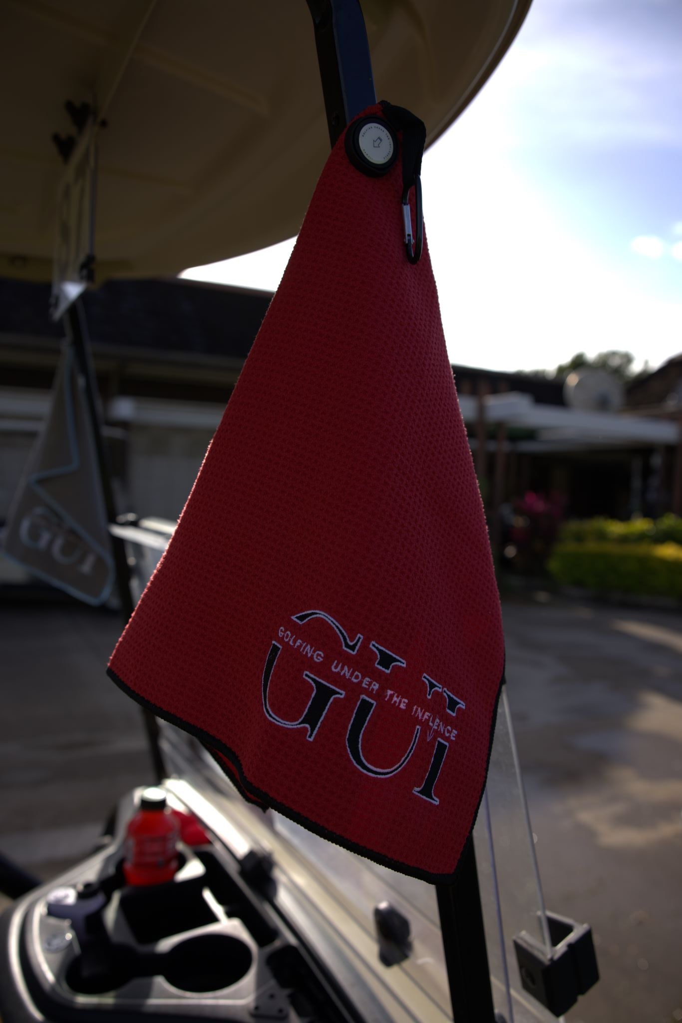 GUI Red and Black Magnetic Microfiber Towel w/ Ball Marker.